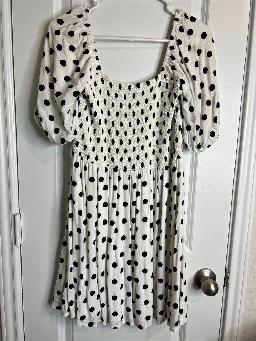 Faithfull the Brand White with Black Polka Dot Mini Dress - Picture 4 of 4